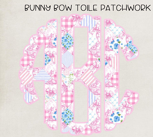 Bunny Bow Patchwork Monogram