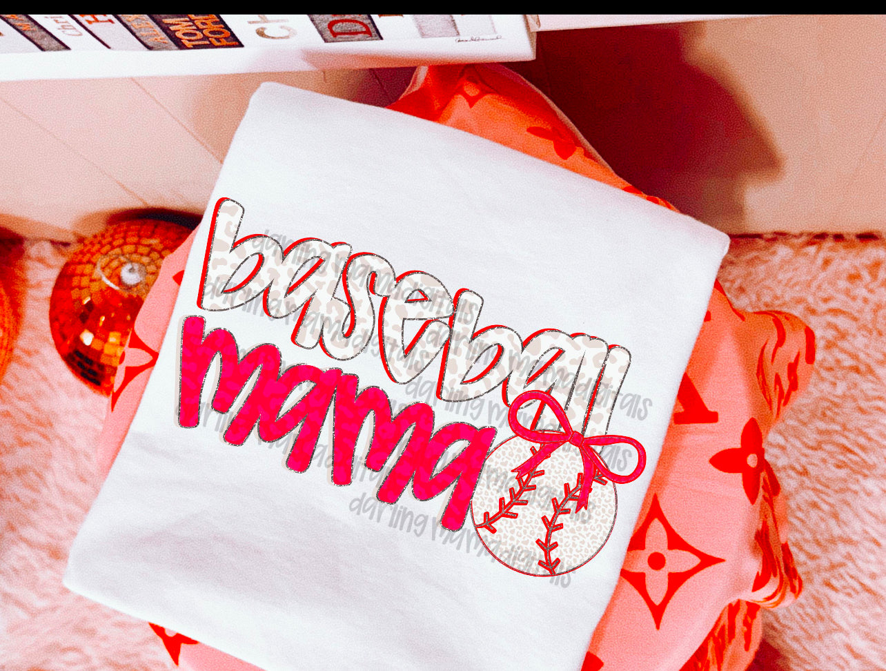 Glitter and bows baseball mama