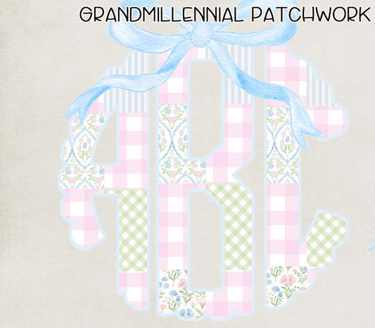 Grandmillennial patchwork monogram