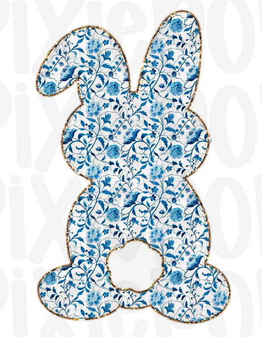 Blue floral bunny